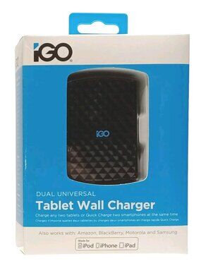 iGo Dual Universal Tablet Wall Charger 20V/5V/4.2A 2 USB Ports Charge 2 Devices